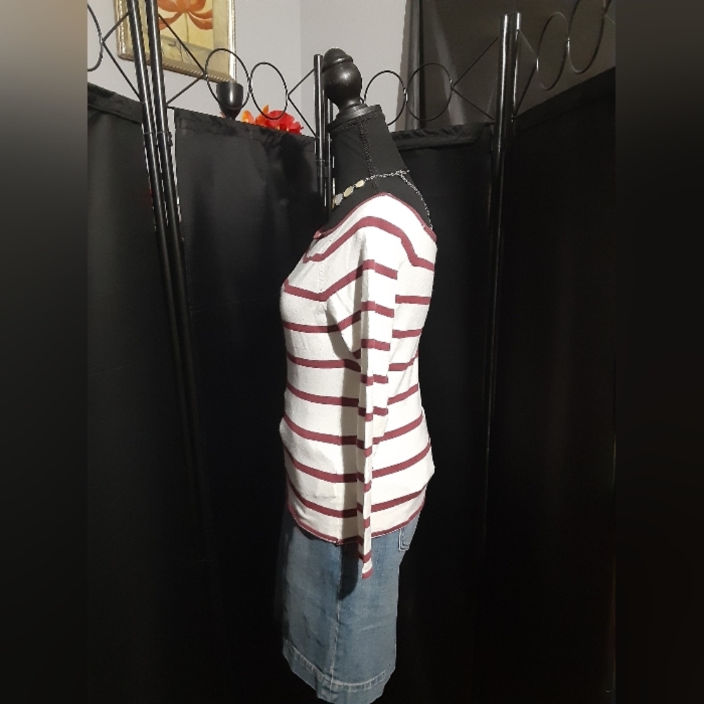 H&M Striped White and Red Top Women's Size L Coastle Nautica Sailor - Picture 4 of 5